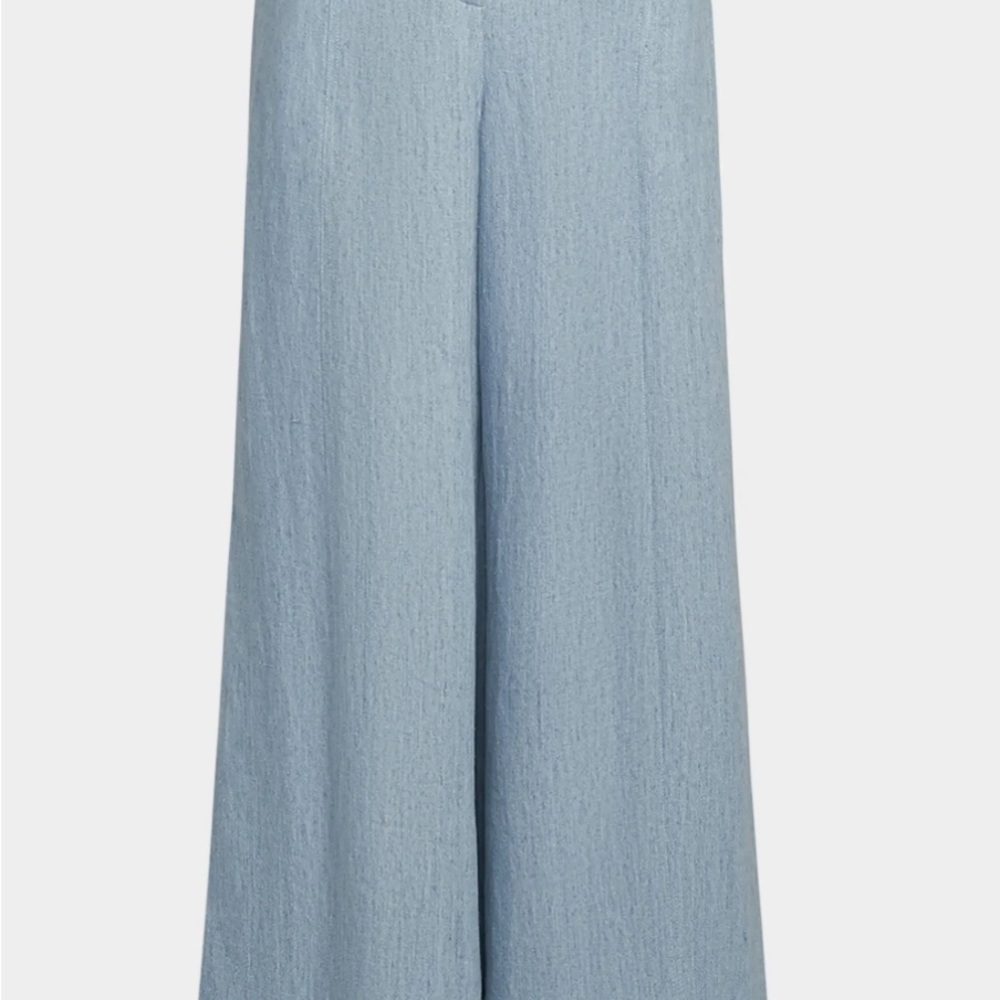 TWP Demi Pant in Lightweights Washed Hemp Denim - Wide Light Blue Women's Pants